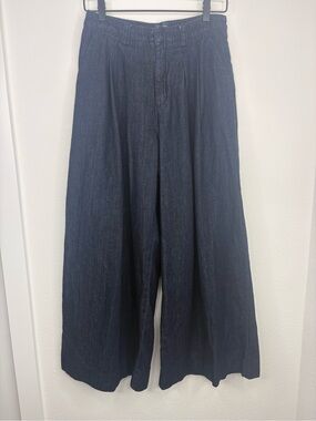 Maeve by Anthropologie Pleated Wide Leg Dark Wash Jeans